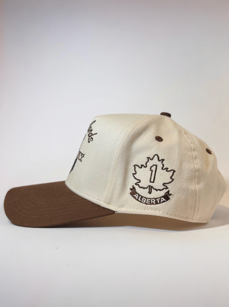 Side view of highwayman hat with highway 1 logo