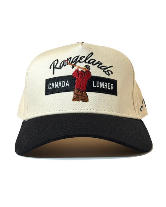 Lumberjack hat with lumberjack on the front panel and "Canada Lumber" text