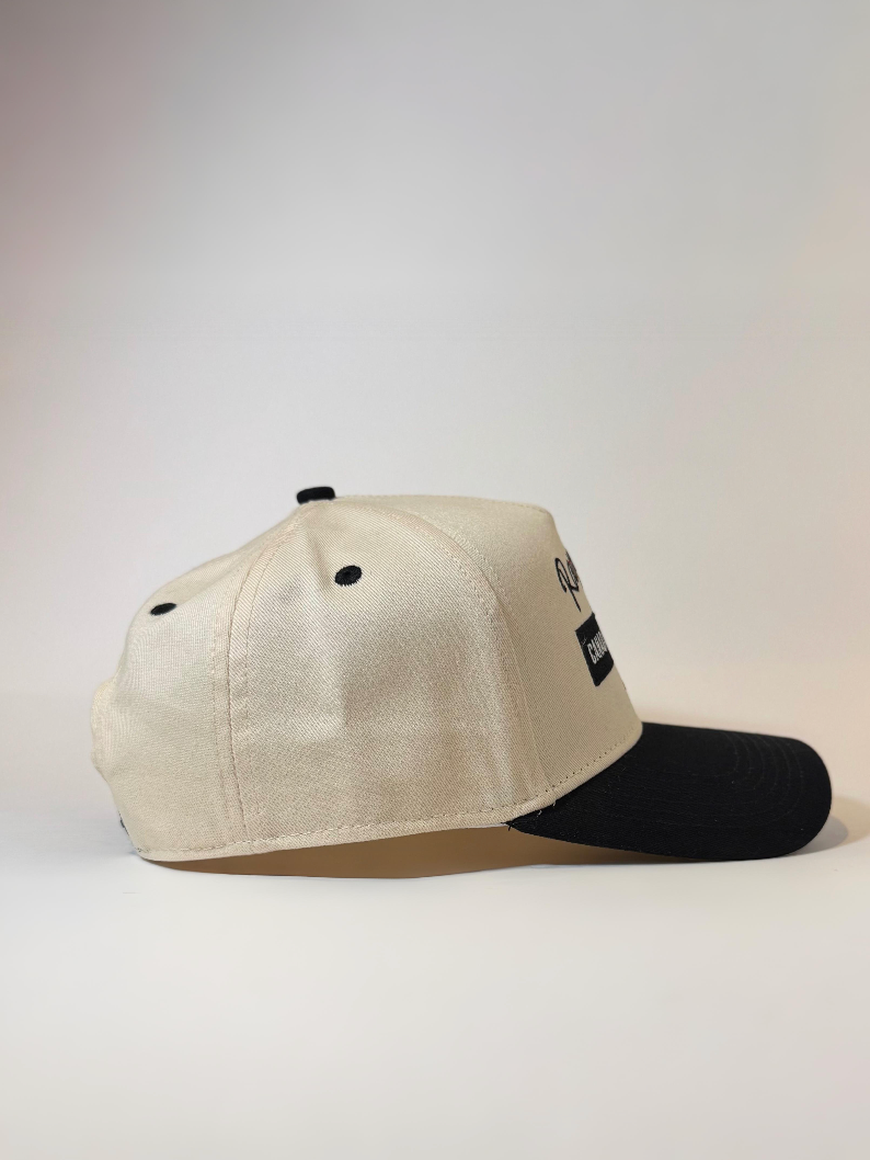 Lumberjack hat side view with cream canvas